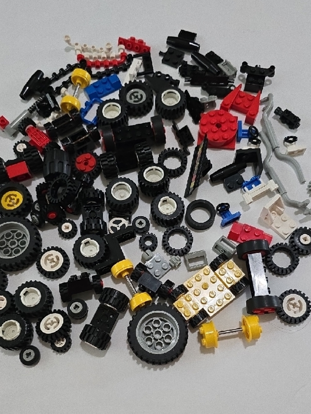 LEGO Mixed Building Toy Wheels and Parts - Black, Yellow, Red, Blue - Picture 4 of 4